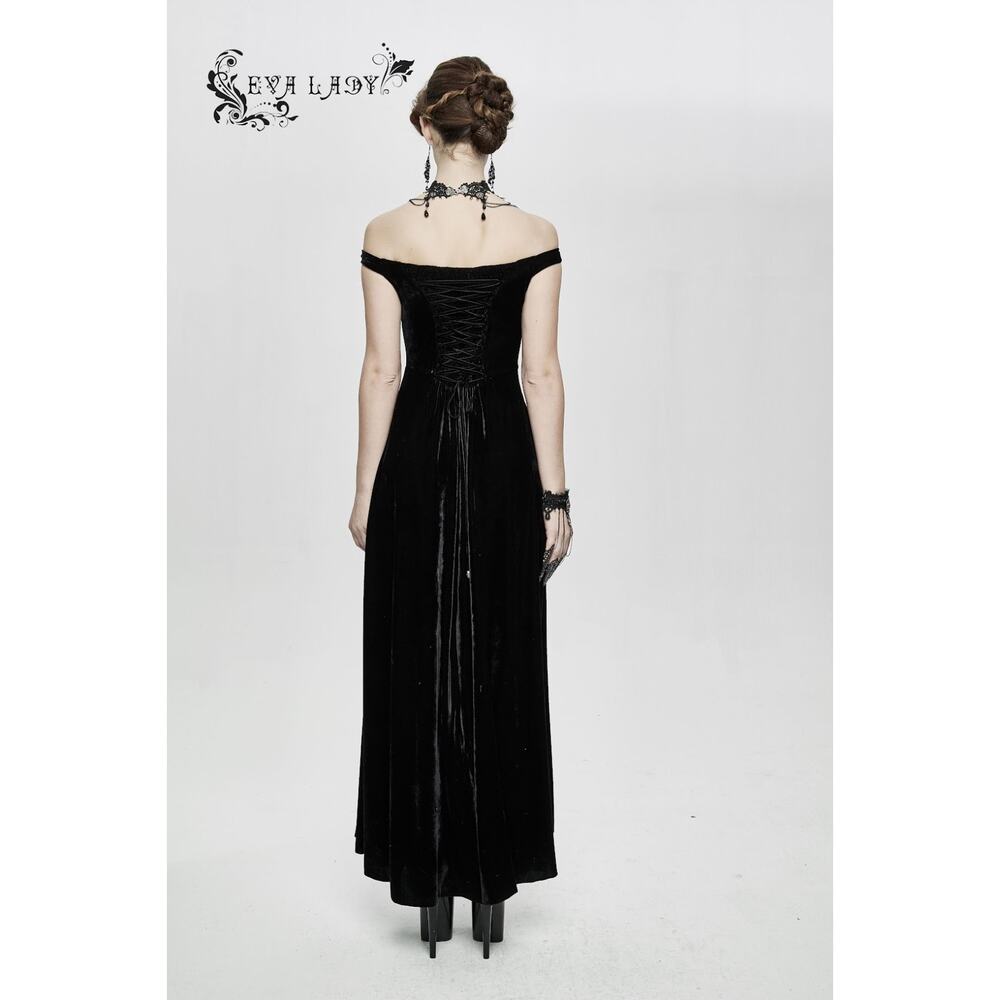 Devil Fashion Gothic Victorian Vampire Vkei Black Velvet "Ricchi" Dress - Picture 11 of 12